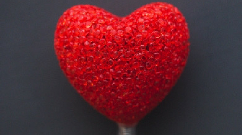 Image of a heart textured glass heart on lolly pop stick
