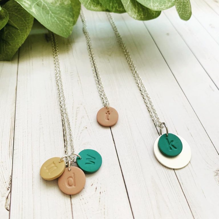 necklaces with clay letter pendants