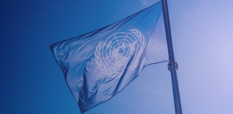 A photo of the United Nations flag