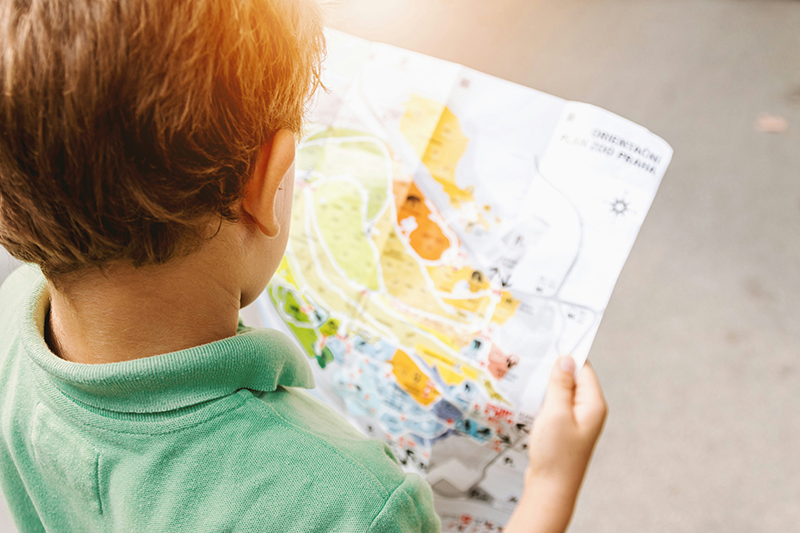 child with map